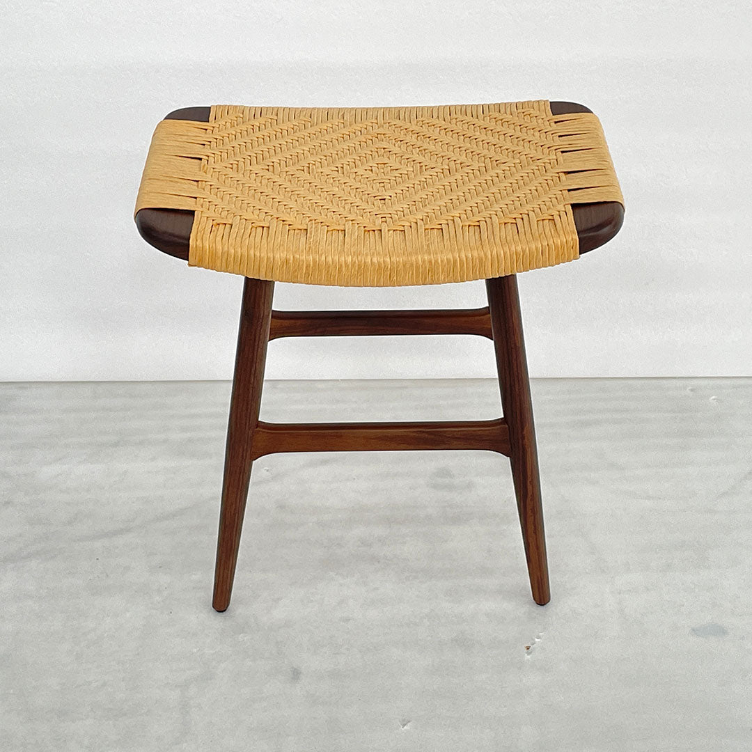 Freja Stool with Woven Paper Cord Seat - Modern Boho Accent Chair for Living Room, Bedroom, or Patio Decor