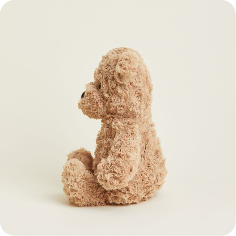 Unscented Brown Curly Bear Warmies - Microwaveable Plush Heating Pad for Stress Relief & Pain Relief - Perfect for Kids, Adults, Cold Weather & Menstrual Cramps
