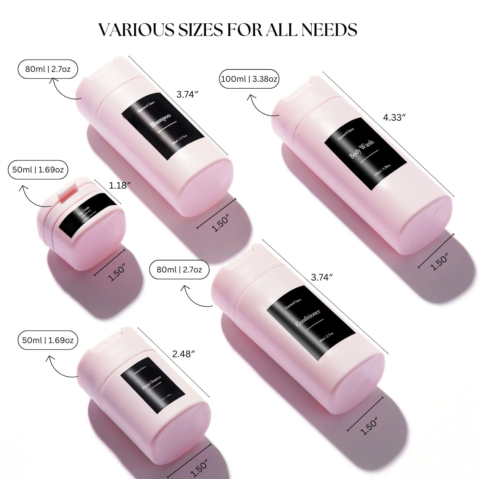 TSA Approved Travel Bottles for Toiletries - BPA Free Leak Proof Silicone Containers for Shampoo, Conditioner & Lotion | Refillable Squeezable Travel Accessories | Perfect for Airplane Carry-On, Gym & Vacation Packing
