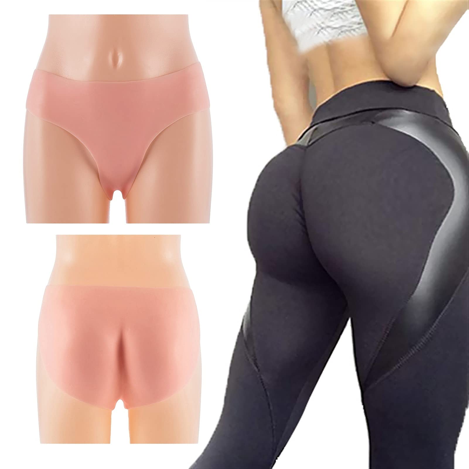 GGQQ Women's Full Silicone Butt Pads Enhancer Panties - Seamless Padded Hip Underwear Shapewear for Lifting & Enhancing - Fake Butt Padding Briefs for Skirts, Dresses, Jeans & Tights (Pink, Size E~1000g) - Perfect for Body Shaping, Cosplay & Confidence Boost