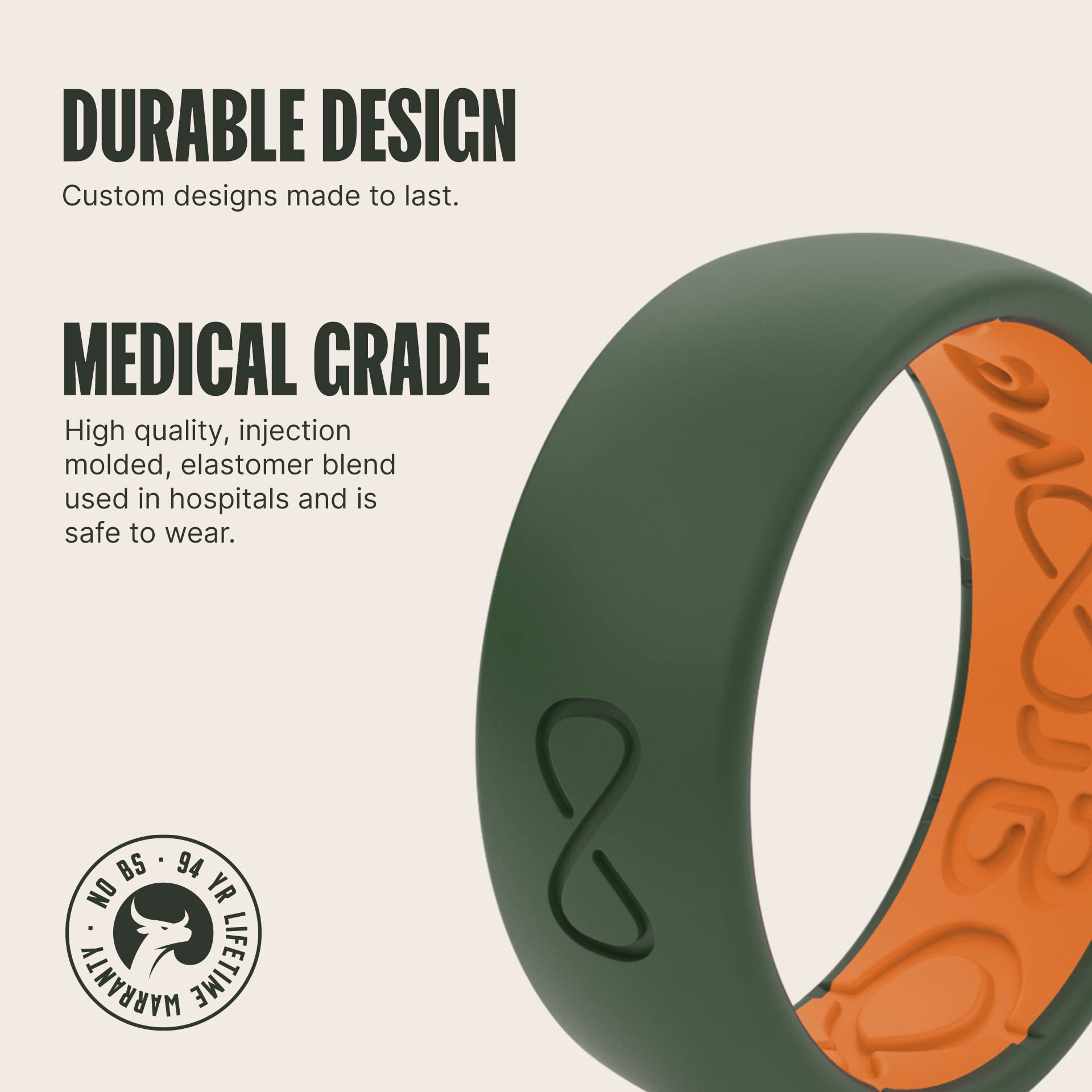 Groove Life Solid Silicone Ring for Men - Breathable Rubber Wedding Band with Unique Design & Lifetime Warranty | Comfort Fit, Durable & Lightweight for Active Lifestyles, Workouts, Swimming & Outdoor Adventures