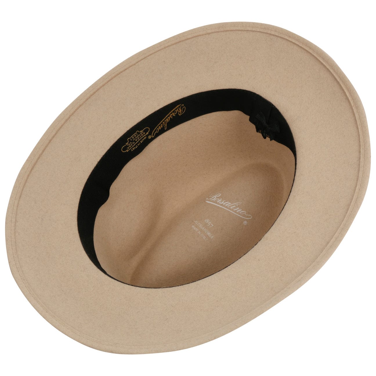 Borsalino Alessandria Creme Fur Felt Hat for Women - Classic Elegant Wide Brim Fedora for Outdoor, Travel & Special Occasions