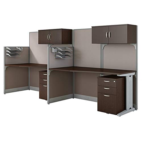Scranton & Co Cherry Wood 2-Person Office Cubicle - Modern Workspace Desk for Collaborative Team Environments