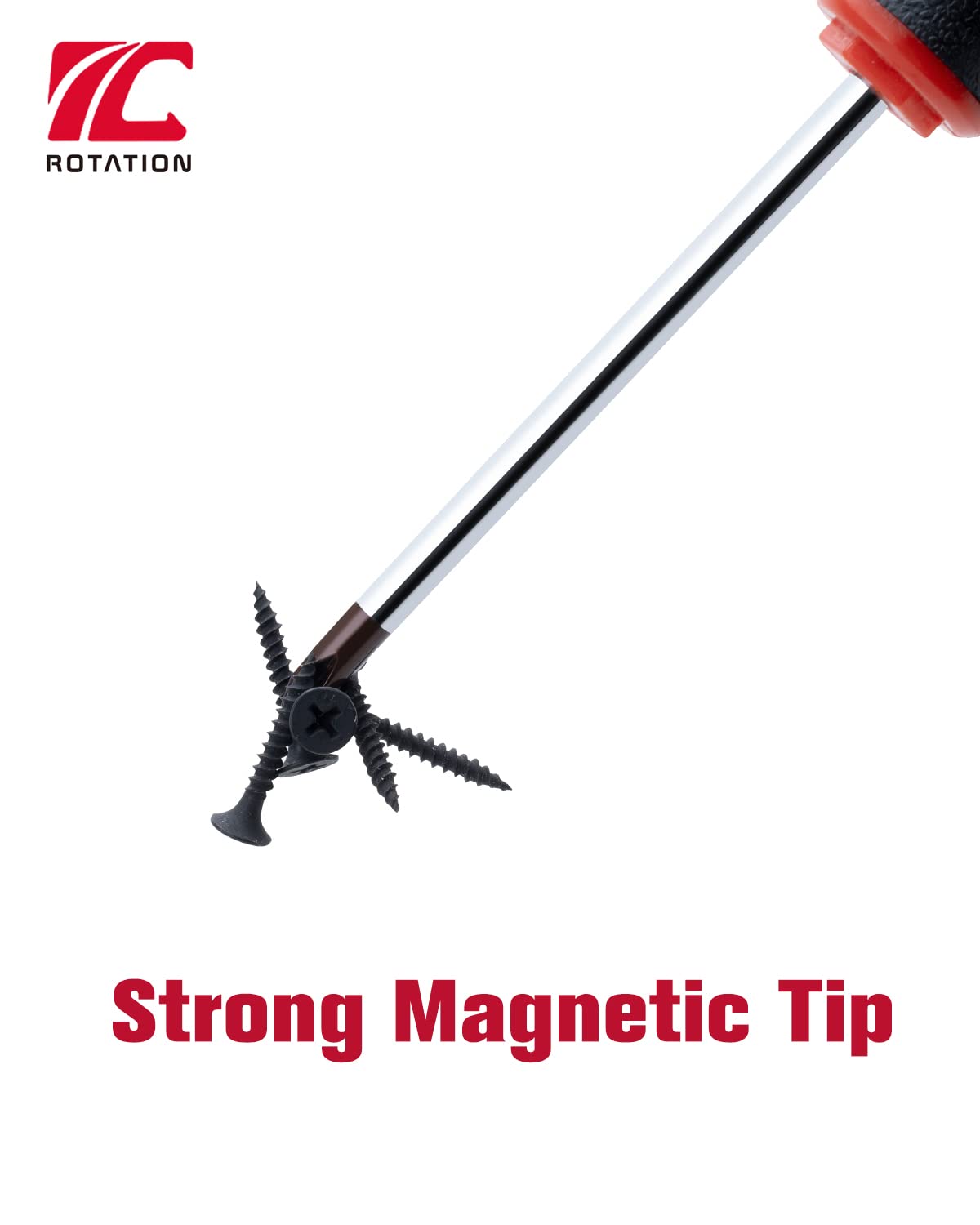 8-Piece Magnetic Screwdriver Set with Red Tip - 4 Phillips & 4 Slotted Bits - Professional Cushion Grip & High Torque for Electronics, Furniture Assembly & DIY Home Repairs