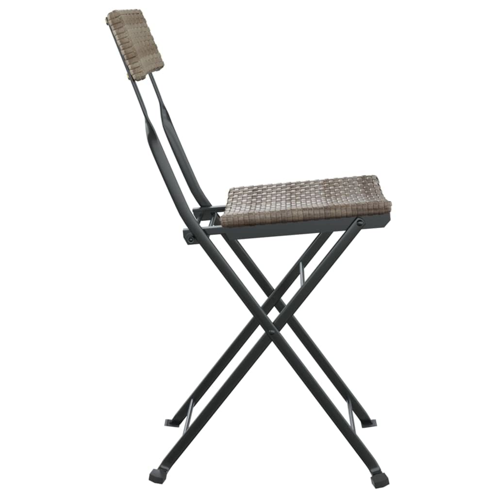 4-Pack Gray Poly Rattan Folding Bistro Chairs with Steel Frame - Durable Foldable Outdoor Patio Furniture for Garden, Terrace, Poolside & Balcony Seating