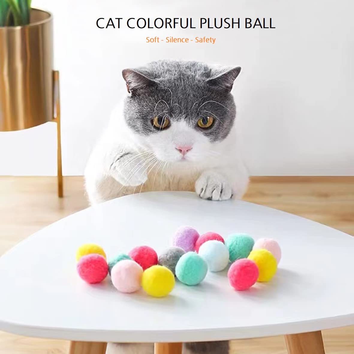 Premium Joseph Jonas Cat Toy Balls - 1.6 Inch Soft Pom Pom Balls with Catnip for Indoor Cats | Interactive Kitten Play Toy for Exercise & Bonding | Perfect Gift for Cat Lovers (Pack of 6) - Great for Playtime, Training & Stress Relief