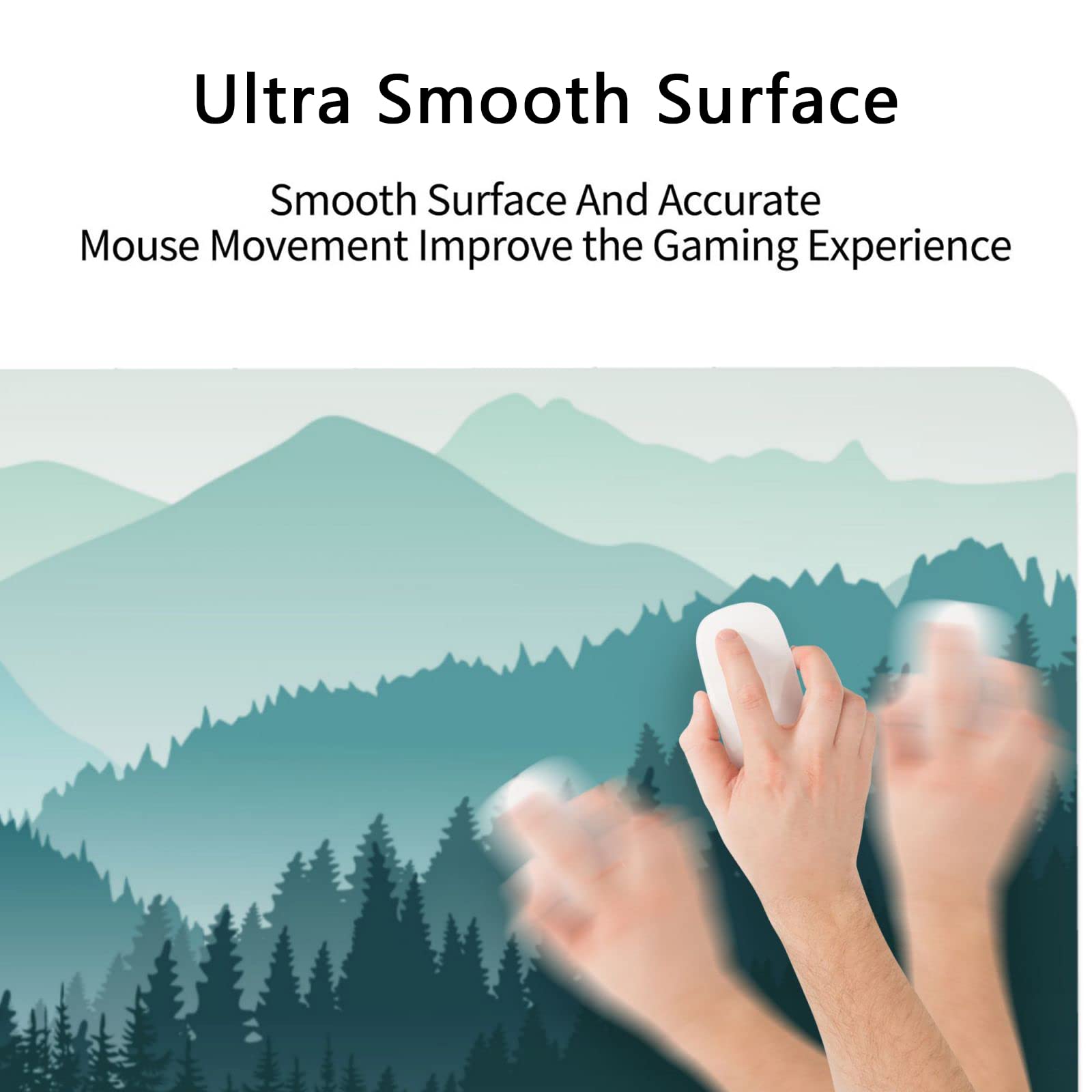 Premium Foggy Forest Mountain Landscape Extended Gaming Mouse Pad - Large Non-Slip Rubber Base with Stitched Edges - Waterproof Desk Mat for Computer, Laptop, Office & Home (31.5