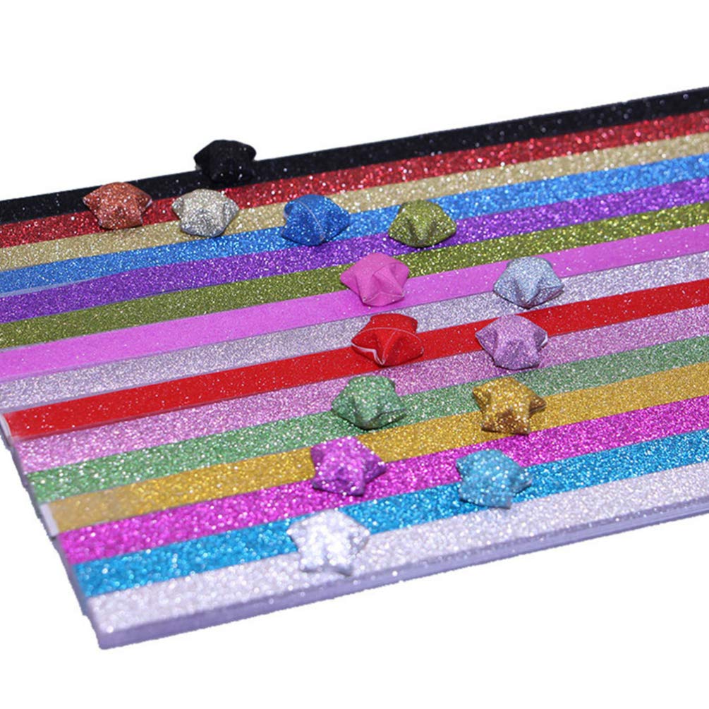 NUOBESTY 18-Piece Origami Star Paper Kit - Glitter Folding Strips for DIY 3D Paper Stars, Kids Crafts & Holiday Decorations - Perfect for Christmas Tree Ornaments, Party Favors and Classroom Activities