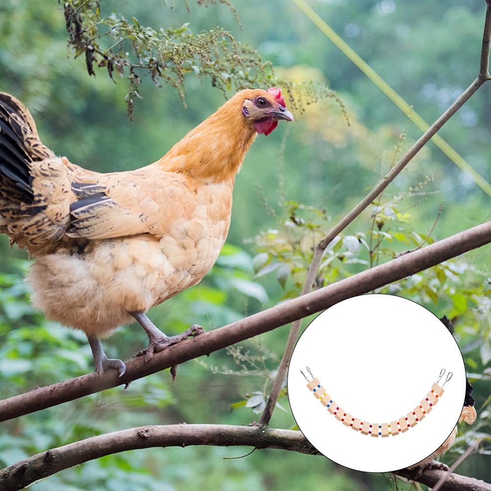Balacoo Wooden Chicken Toy Set - Chewing & Perch Ladder for Birds, Training Rack & Play Swing - Durable Thicken Wooden Chicken Coop Accessories - Perfect for Parrots, Cockatiels & Small Pets Playtime