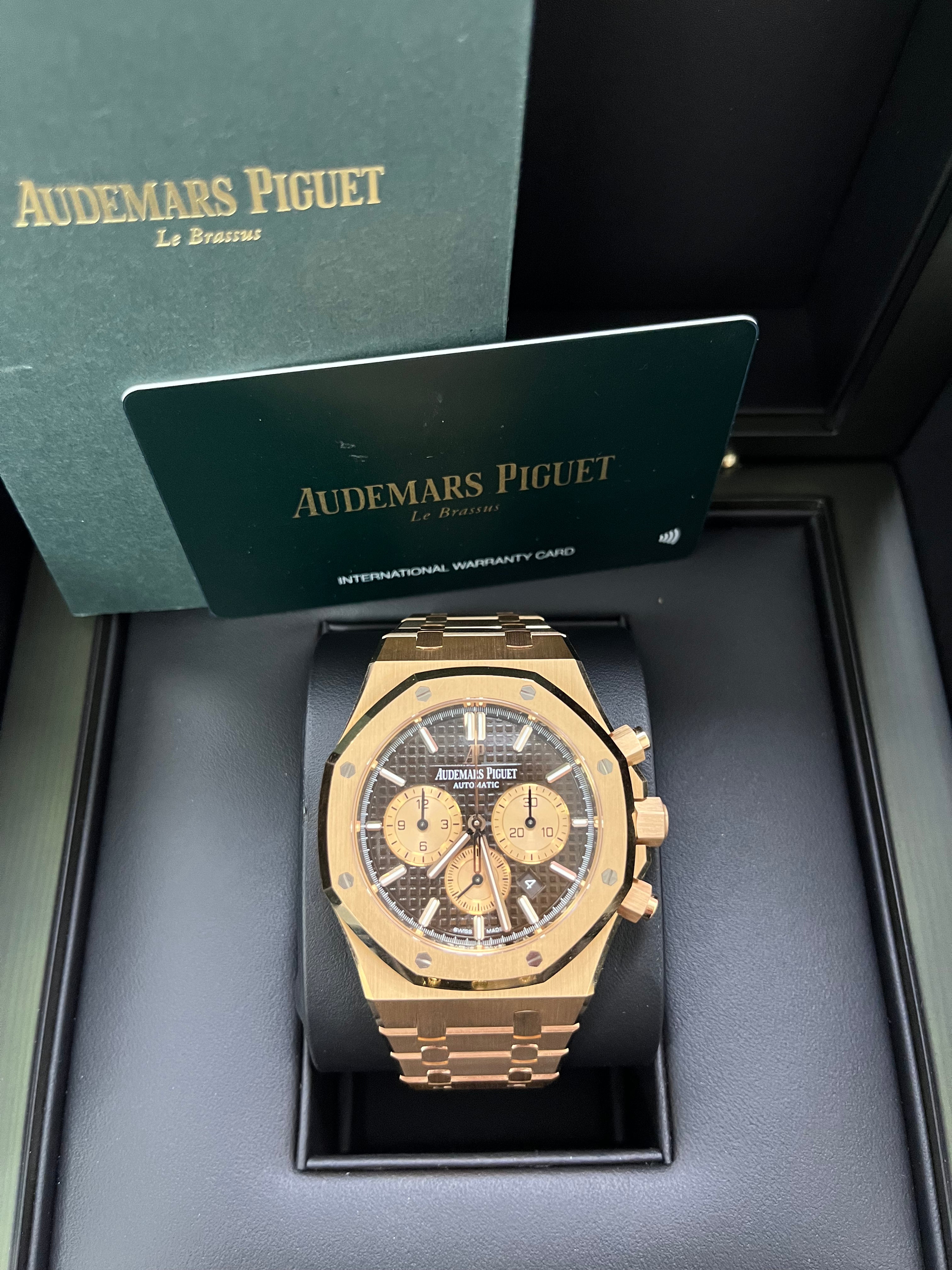 Audemars Piguet Royal Oak Selfwinding Chronograph Watch - 18K Rose Gold Case, Chocolate Dial with Rose Gold Subdials (Ref#26331OR.OO.D821CR.01) | Luxury Swiss Timepiece for Men, Perfect for Business Meetings & Formal Events