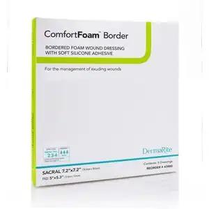 ComfortFoam Border Foam Wound Dressing with Soft Silicone Adhesive - 7.2 x 7.2 Inches (43880) | Gentle Protection for Pressure Ulcers, Surgical Wounds & Diabetic Foot Care