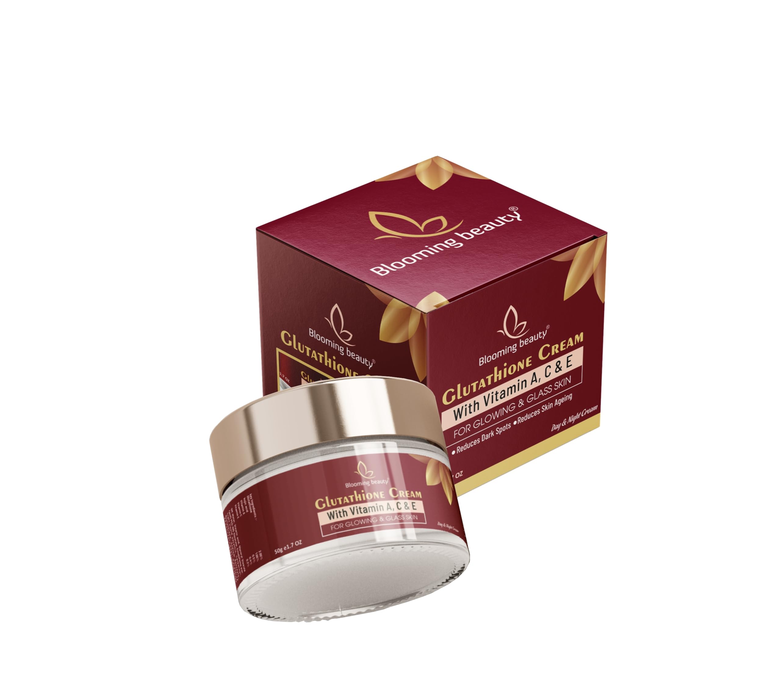 Glutathione Face Cream for Skin Whitening & Brightening - Day & Night Moisturizer for Glowing Skin, Dark Spot Removal, Anti-Acne & Dark Circle Treatment - 50g (Pack of 1) - Perfect for Daily Skincare Routine & Travel
