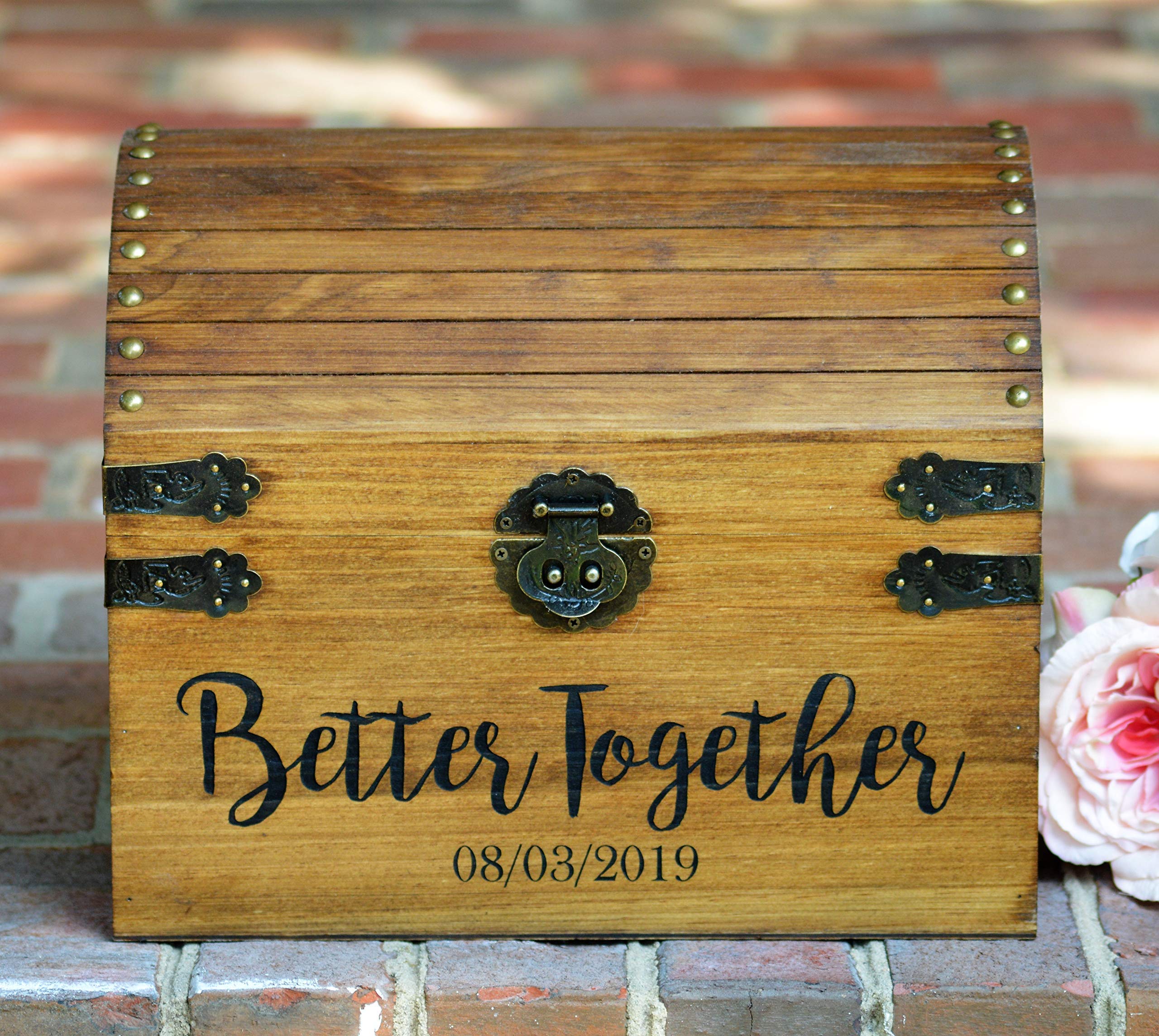 Wooden Wedding Card Box with Lock - Secure Keepsake Box for Wedding Cards, 5th Anniversary Gift | Perfect for Wedding Receptions, Bridal Showers & Memory Storage
