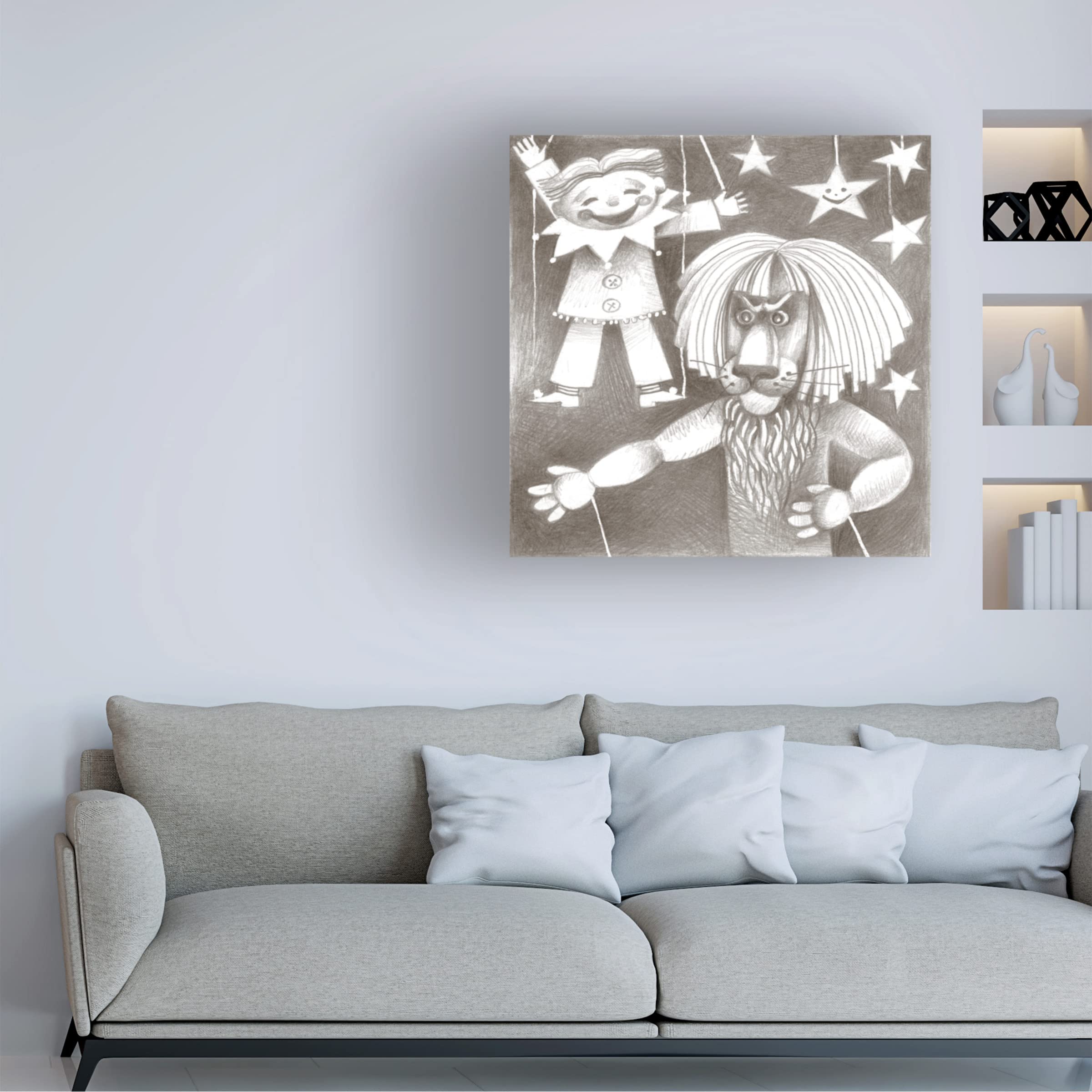 Lana Korolievskaia 'Marionettes' Canvas Wall Art Print - 18x18 Inches Modern Abstract Painting for Living Room, Bedroom & Office Decor