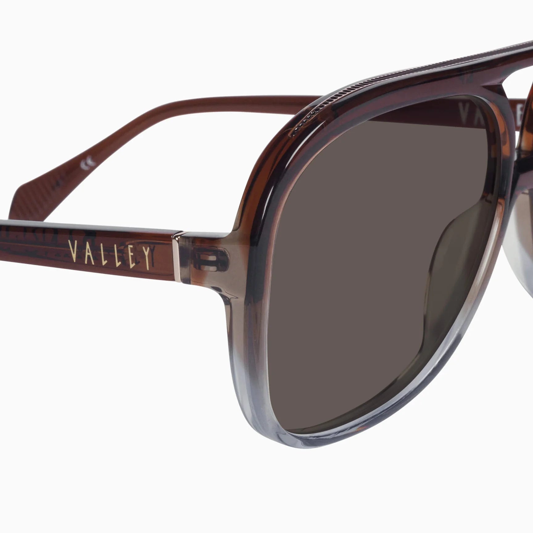 Bang Bang Transparent Chocolate Fade to Crystal Sunglasses with Gold Metal Frame & Brown Lenses - Perfect for Outdoor Activities and Fashion Accessories