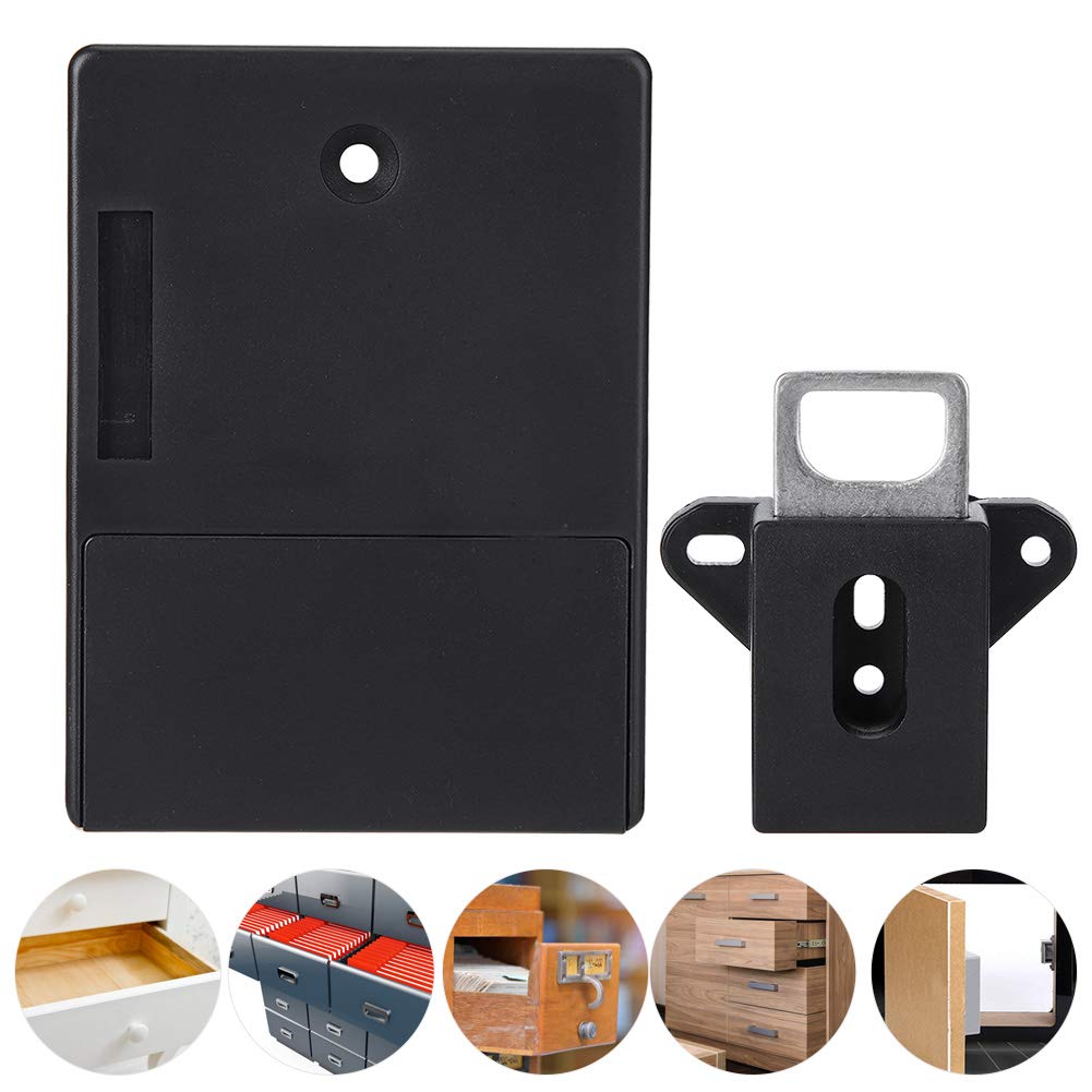 Smart RFID Cabinet Lock - 125KHz Electronic Drawer Lock with Key Card Access, No Drill Installation for Wardrobe, Sauna, Wooden Cabinet & Cupboard (Black) | Secure Storage for Home, Office & Commercial Spaces