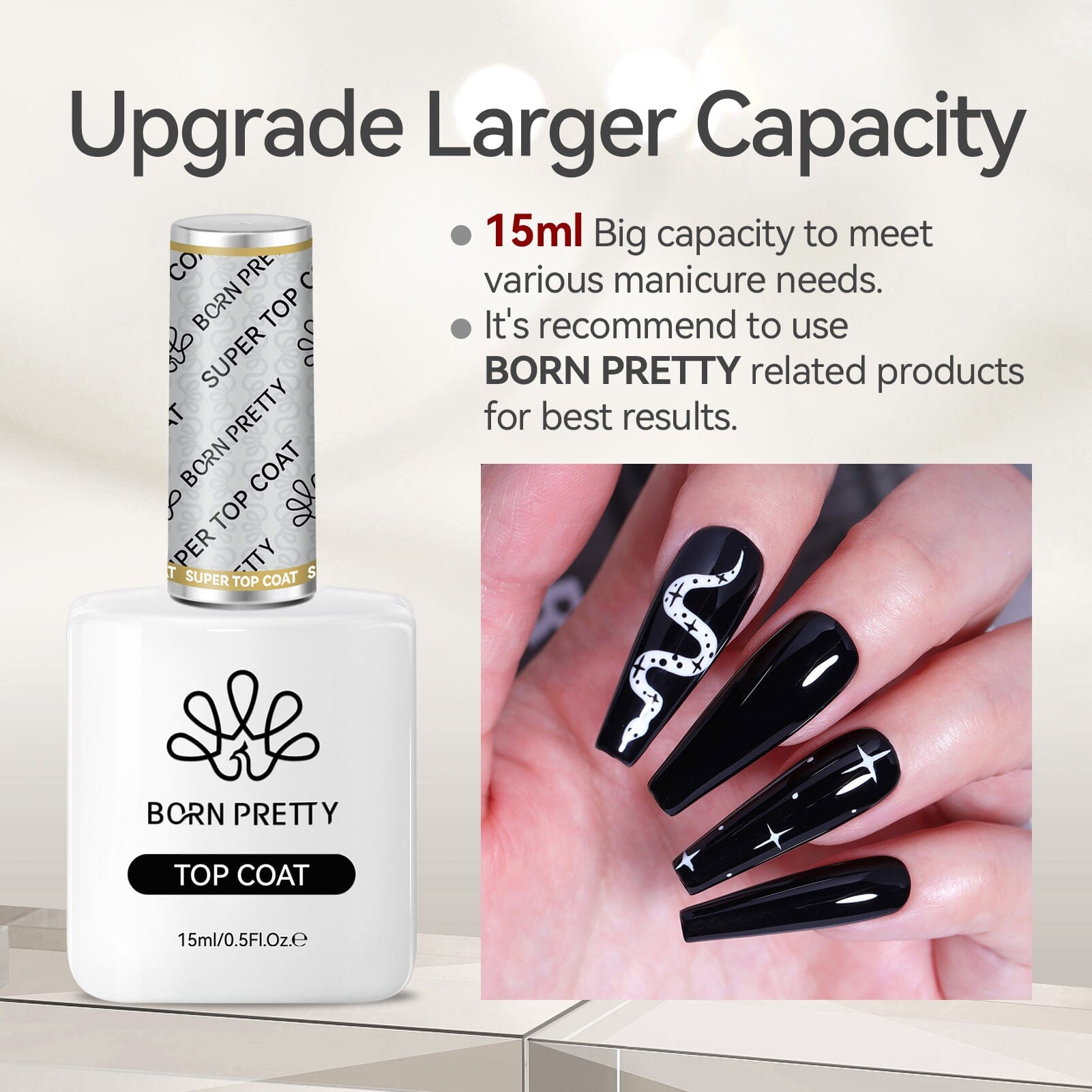 2 Bottles Base Gel Super Top Coat Set 15ml - Long Lasting Nail Polish Kit for Salon & Home Manicure, Perfect for DIY Nail Art & Professional Use