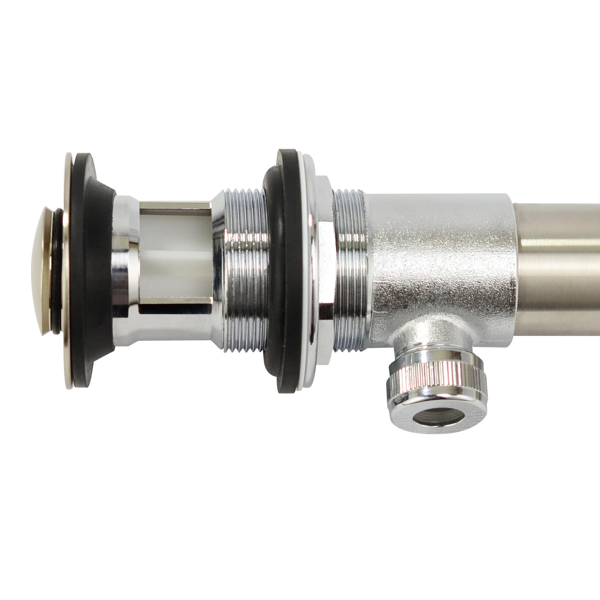 Purelux Brushed Nickel Bathroom Faucet Vanity Sink Drain Stopper with Lift Rod & Overflow - Pop-Up Drain Assembly for Bathroom Sink, Basin, and Vanity (Perfect for Home Renovation & Bathroom Upgrades)