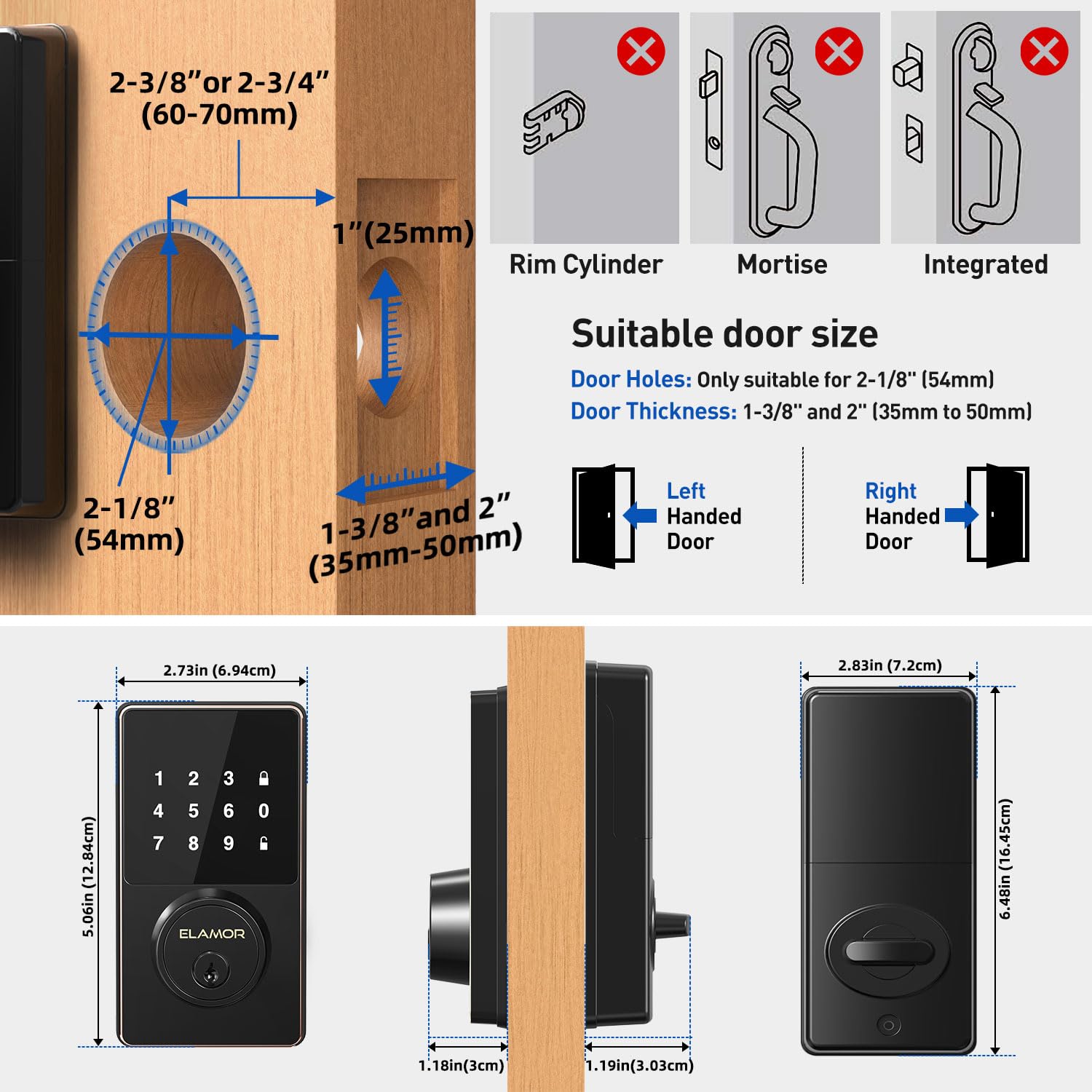 Smart Bluetooth Door Lock - Keyless Entry Touchscreen Keypad, Easy Installation, App Control & Multi-User Codes, Waterproof Electronic Deadbolt for Enhanced Home Security | Perfect for Front Doors, Apartments & Vacation Rentals