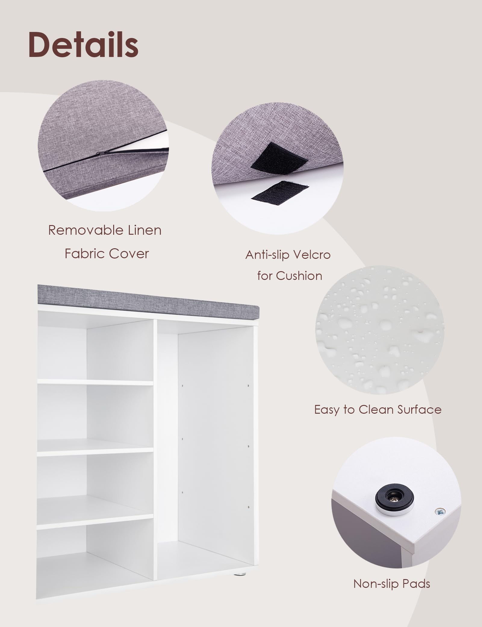 DINZI LVJ 16-Cubby Shoe Storage Bench with Cushion, Adjustable Shelves, Multifunctional Entryway Organizer - Perfect for Mudroom, Hallway, Living Room, Bedroom & Garage (White) | Space-Saving Shoe Rack & Seating Solution for Home Organization