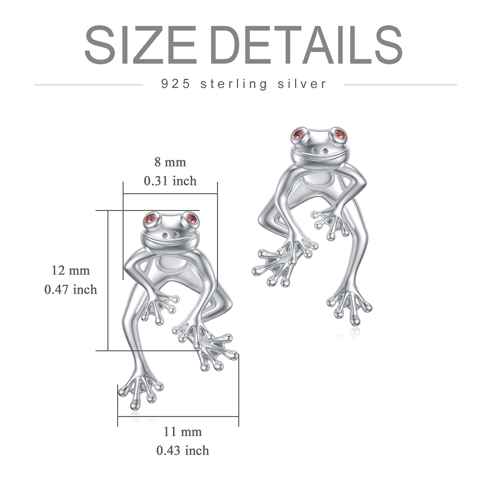 925 Sterling Silver Frog Stud Earrings - Cute Animal Jewelry for Women | Fun & Unique Gift for Nature Lovers, Perfect for Everyday Wear & Special Occasions