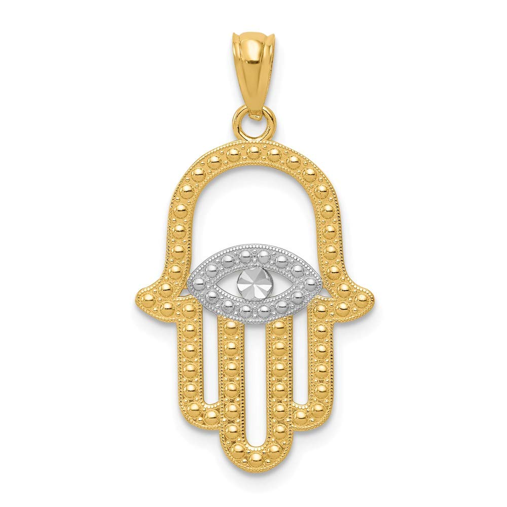 14K Yellow Gold Rhodium Plated Hand of God Pendant Necklace - Religious Jewelry for Men & Women - Perfect for Baptism, Confirmation & Spiritual Gifts