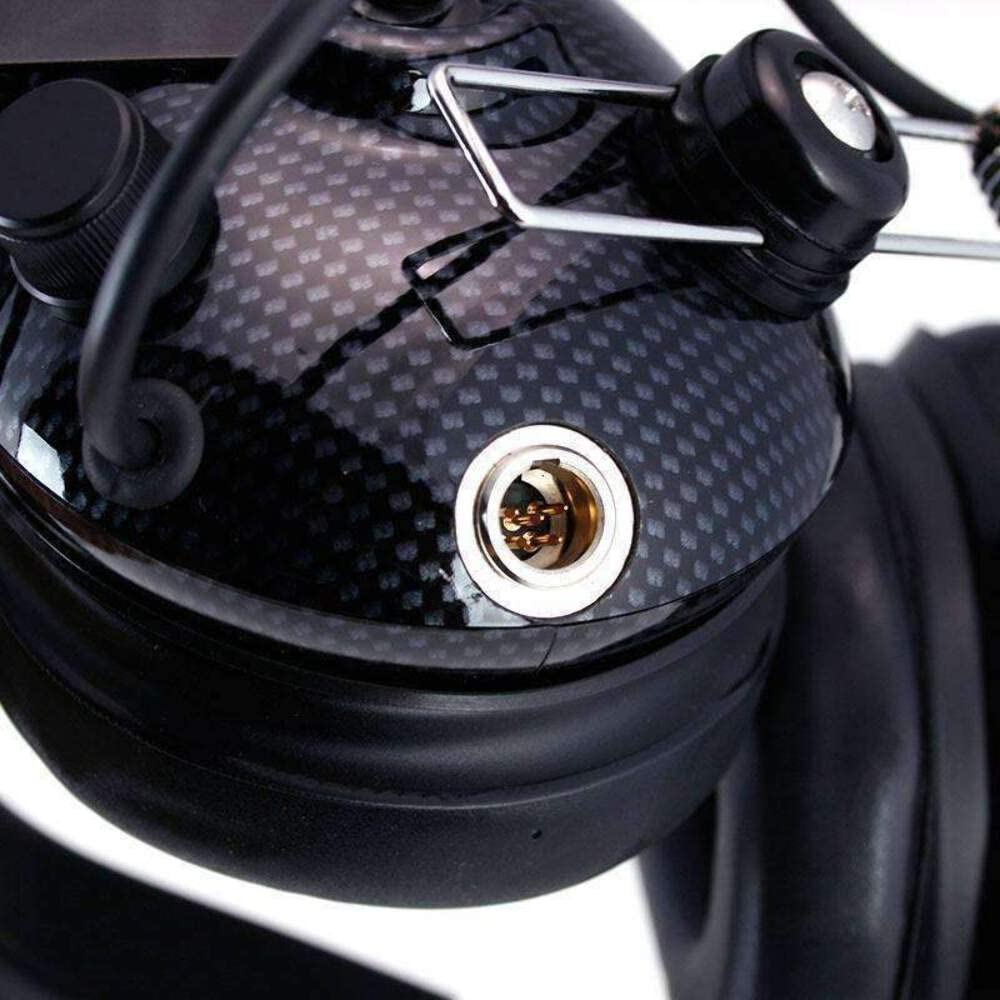 Rugged Radios H42-CF Carbon Fiber Behind-The-Head Two-Way Radio Headset with Dynamic Noise Cancelling Mic, PTT Button & 3.5mm Audio Jack - Ideal for Motorcycle Riding, Construction Work & Outdoor Adventures