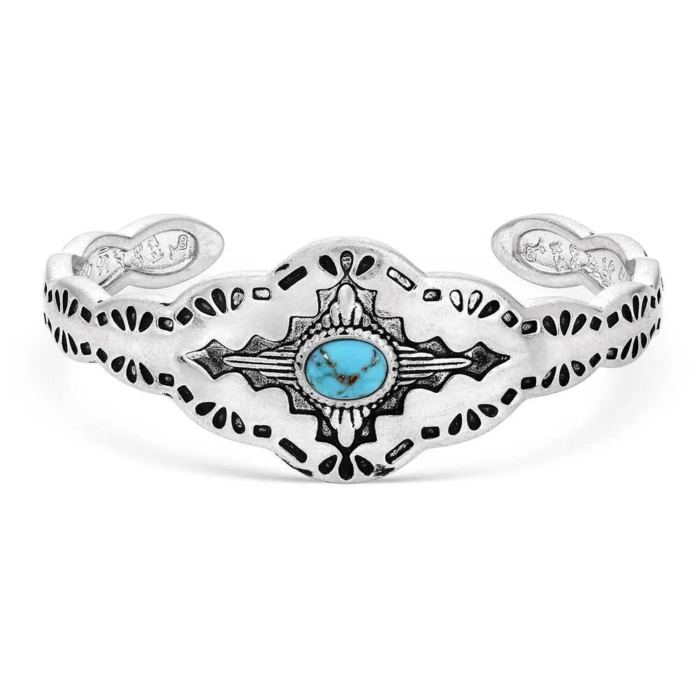 Montana Skies Turquoise Cuff Bracelet for Women | Handmade Sterling Silver Boho Jewelry | Perfect for Festivals, Weddings & Everyday Wear