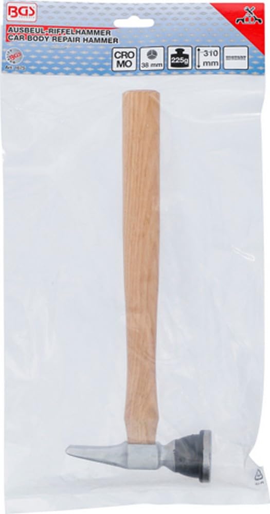 BGS 1675 Car Body Repair Hammer 225g 38mm - Professional Auto Dent Removal Tool for Metal Panel Repair (Silver/Beige) - Perfect for DIY Auto Body Work, Dent Fixing & Metal Shaping