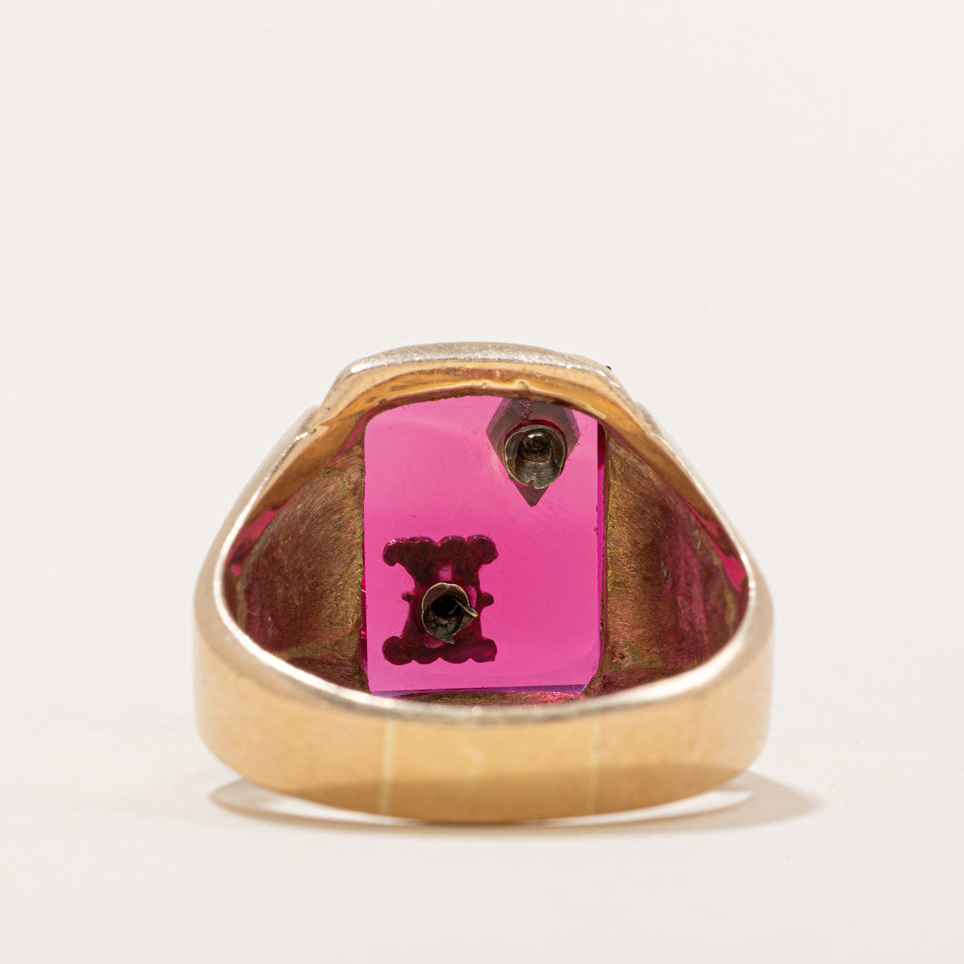 14K Gold Ruby & Diamond 'K' Signet Ring - 3.30ct Ruby & 0.01ct Diamond - Size 13 - Elegant Initial Jewelry for Women, Perfect Gift for Birthday, Anniversary & Special Occasions