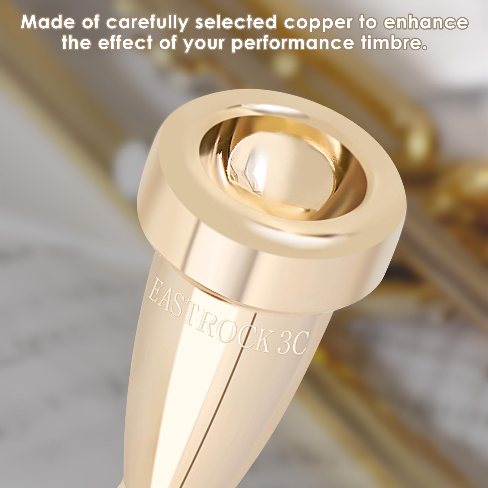 EASTROCK 3C Gold Trumpet Mouthpiece - for Brass Instruments & Performances