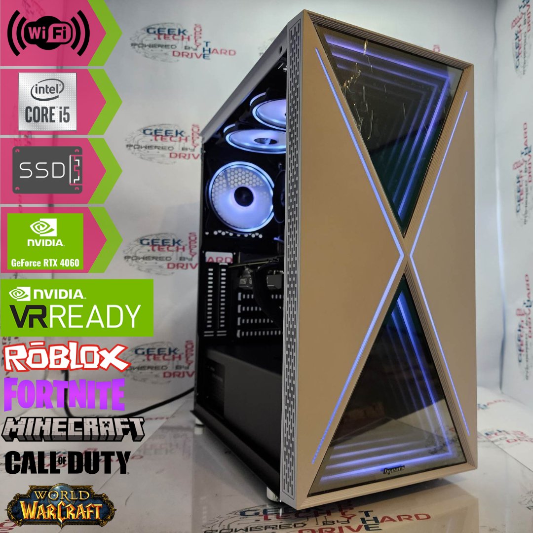 Custom Gaming PC Desktop Computer - Intel Core i5, NVIDIA RTX 4060, 1TB SSD, 16GB DDR5, Blackwidow White B760 - Perfect for Esports, Streaming & High-Performance Gaming