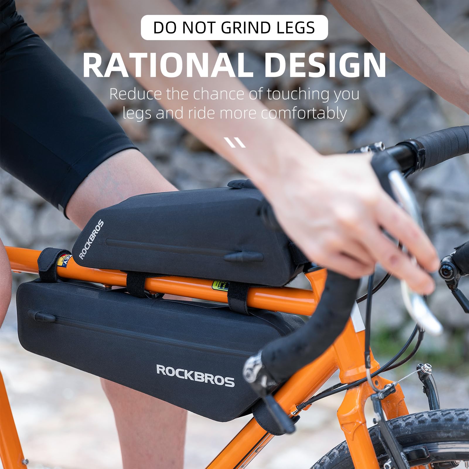 ROCKBROS Waterproof Bike Frame Bag & Top Tube Bag Combo (2-Piece Set) for Super 73, Mountain & Road Bikes - Phone Storage Pouch Cycling Accessories - Perfect for Commuting, Trail Riding & Outdoor Adventures