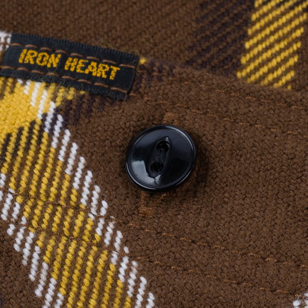 Iron Heart IHSH 378 Ultra Heavy Flannel Work Shirt - Crazy Check Brown Plaid for Men | Durable & Warm Winter Shirt for Outdoor Work, Camping & Casual Wear
