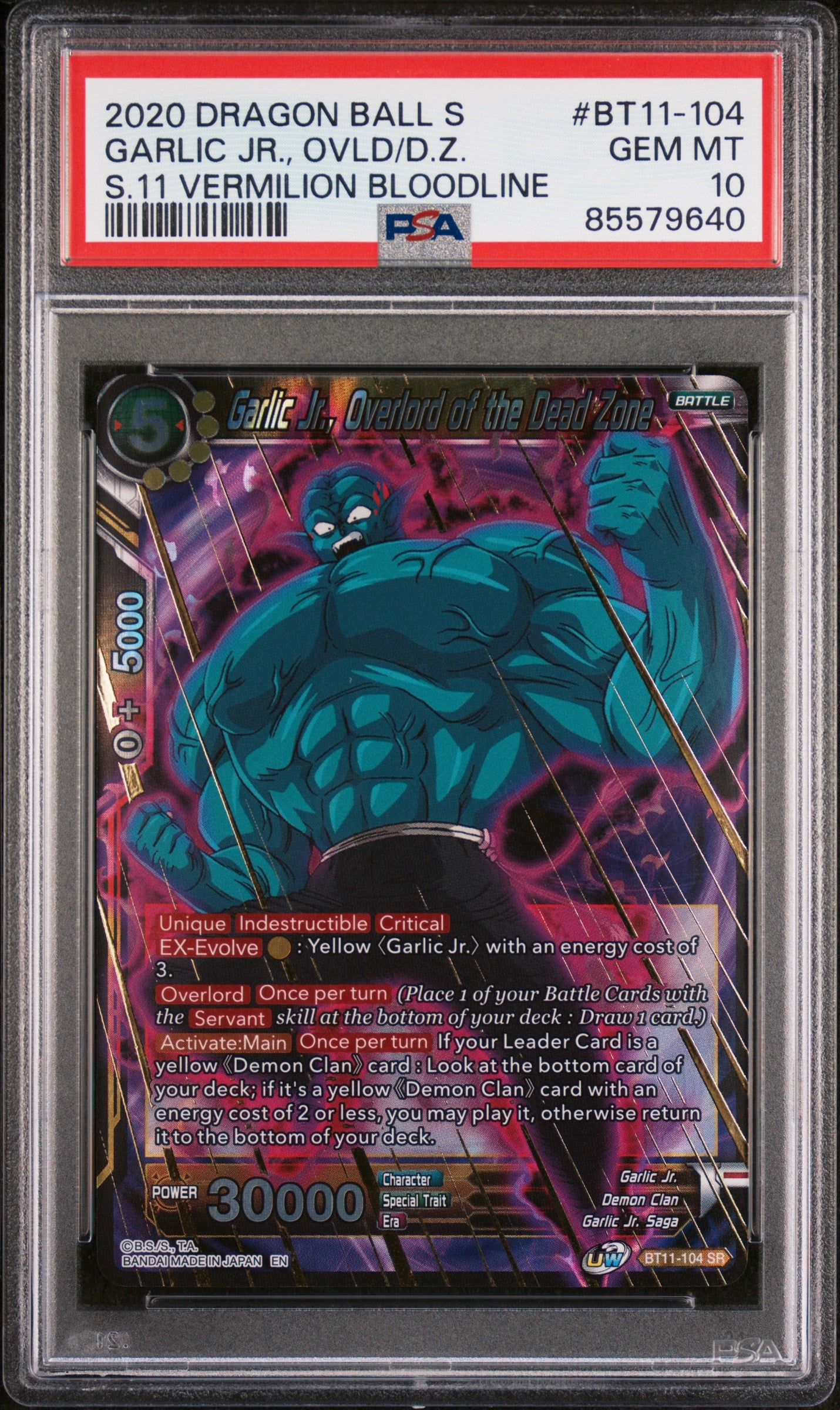 2020 Dragon Ball Super Vermilion Bloodline Garlic Jr OVLD/D.Z. #BT11 104 PSA 10 Graded Trading Card - Perfect for Collectors, Anime Fans & Card Game Enthusiasts