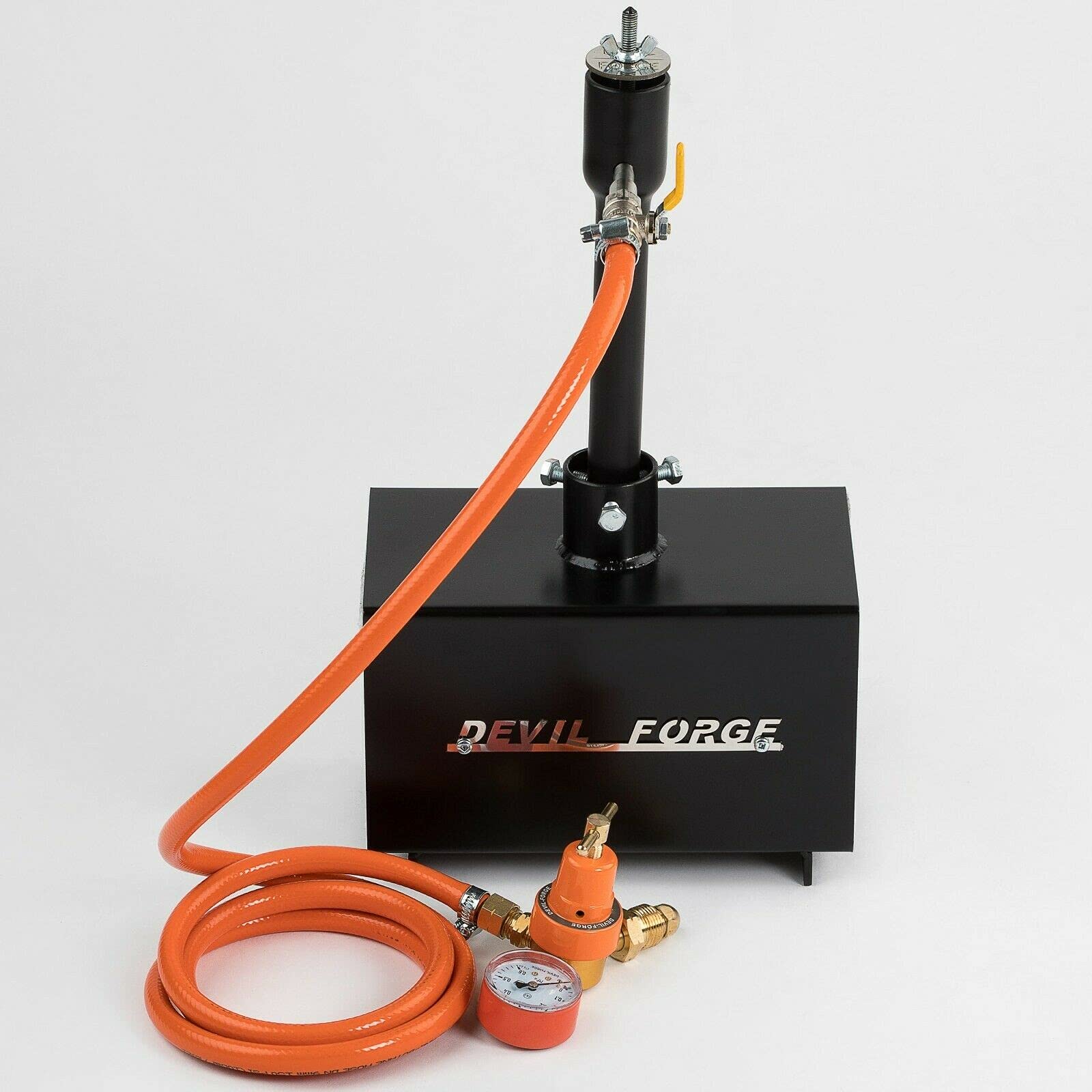 DEVIL-FORGE DFPROF1b Propane Gas Forge - 80,000 BTU Single Burner with Gas Ball Valve & Air Choke for Knife Making, Blacksmithing, Farrier Work - Reaches 2500°F/1370°C - Perfect for Metalworking, Jewelry Crafting & DIY Projects