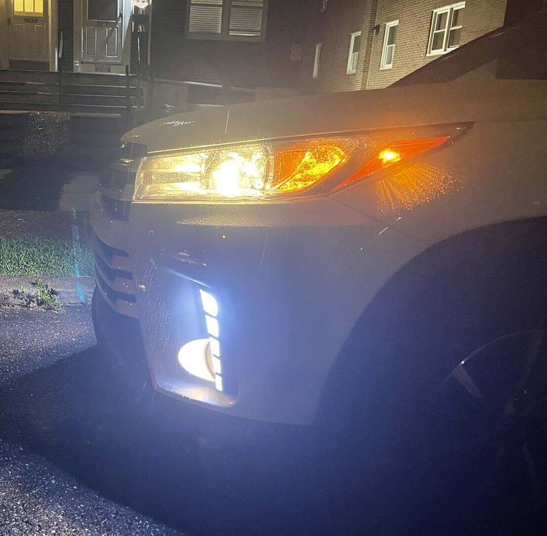 HECASA LED Daytime Running Lights & Fog Lights Kit - Compatible with 2017-2019 Toyota Highlander (Includes Wiring Harness, Turn Signal Lamps) - Upgrade Your Vehicle's Style & Safety for Night Driving and Bad Weather Conditions