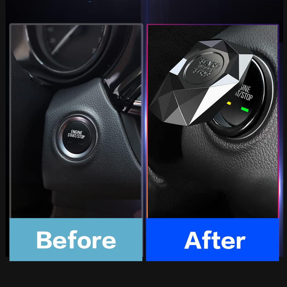 Engine Start Stop Push Button Cover - Aluminum Alloy Anti-Scratch Car Switch Protector | Power Control Trim Decoration for Cars (Closed Black) | Perfect for Vehicle Interior Protection & Style Enhancement