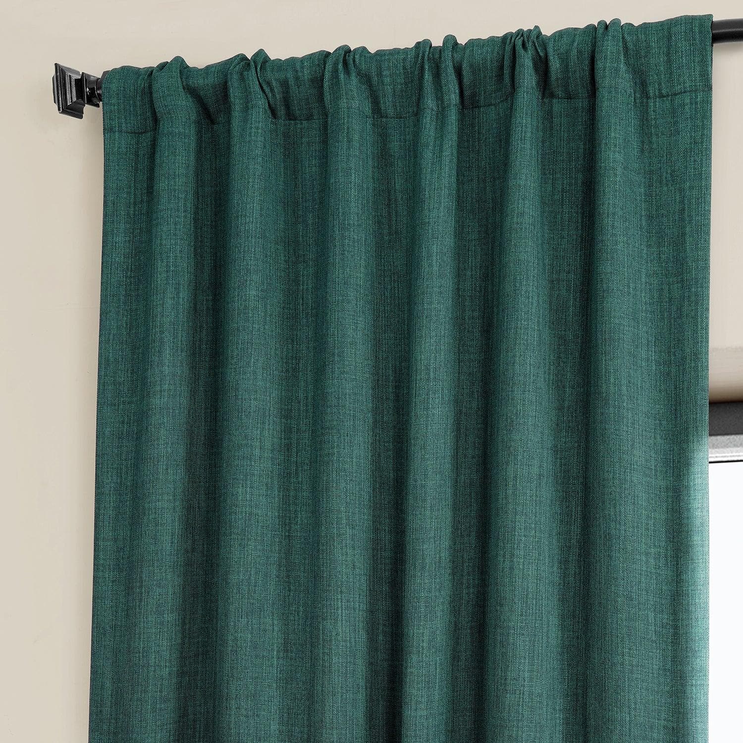 Slate Teal Green Textured Faux Linen Blackout Curtains for Bedroom - Thermal Insulated Window Drapes for Living Room, Nursery & Home Decor