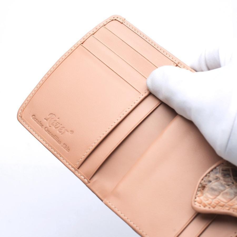 Two-Tone Old Rose Crocodile Embossed Women's Wallet - Luxury Leather Clutch for Everyday Use & Special Occasions