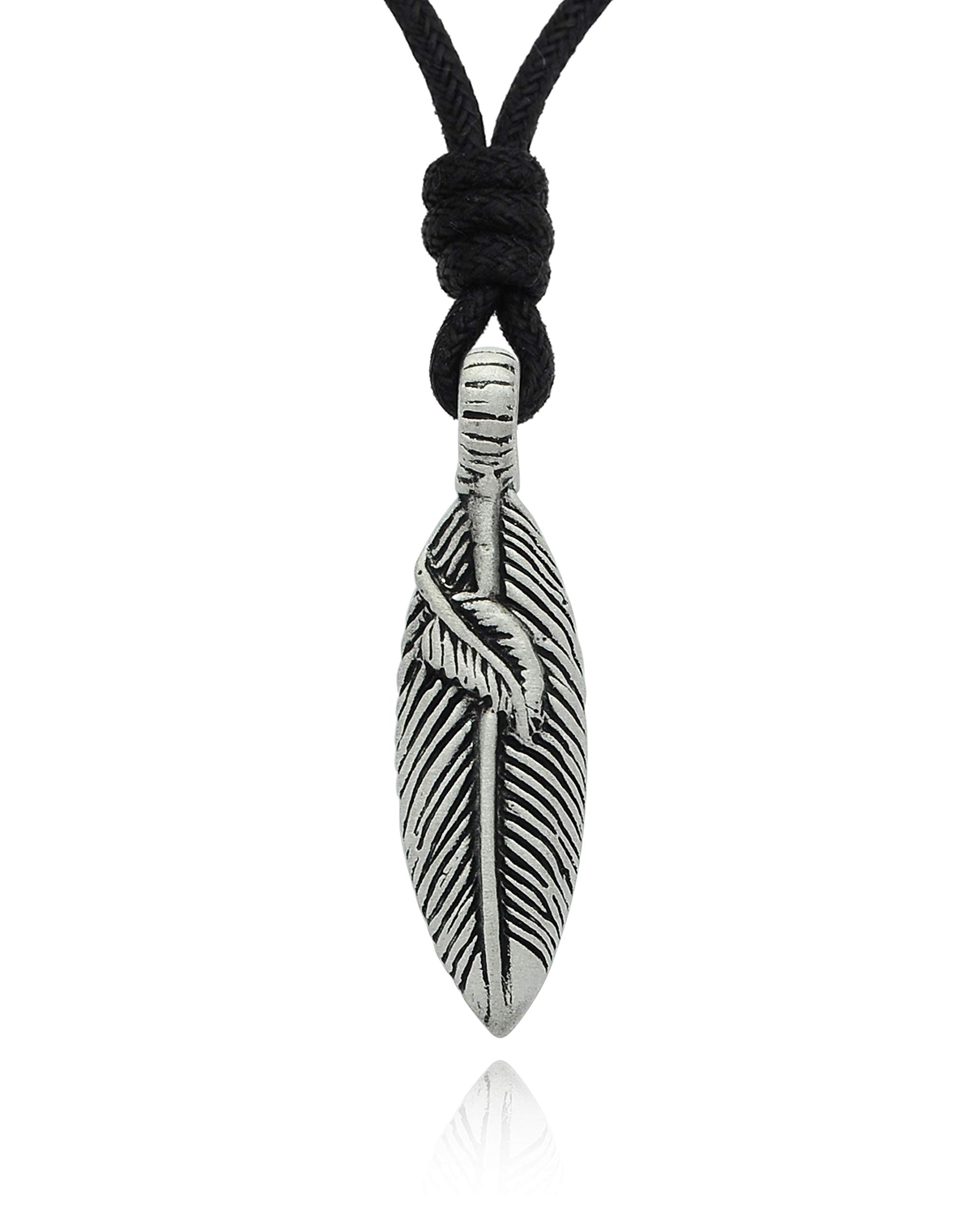 Elegant Indian Feather Silver Pewter Charm Necklace Pendant - Boho Jewelry for Women - Perfect for Festivals, Weddings & Everyday Wear