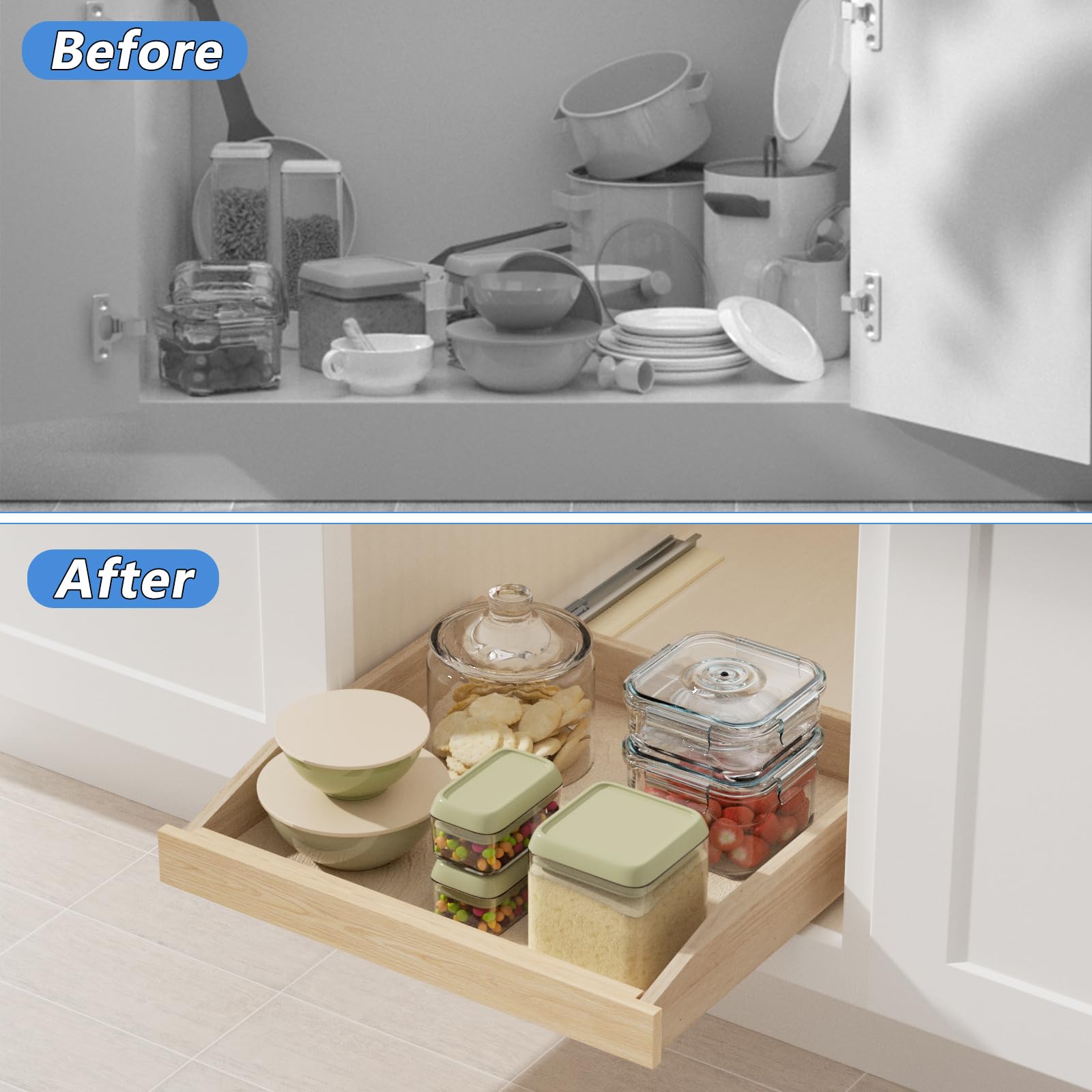 ROOMTEC Soft Close Pull Out Cabinet Organizer 25.5