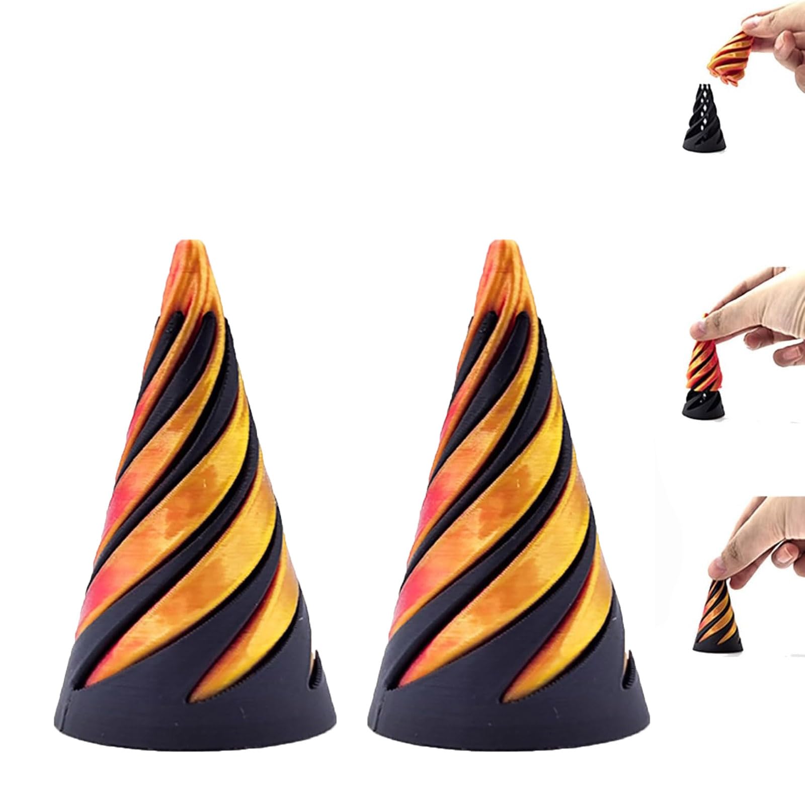 Impossible Pyramid Passthrough Toy - Helix Nut Spiral Cone Fidget Toy for Stress Relief | Mini Vortex Thread Illusion Puzzle | Desk Decor for Office & Home | Unique Gift Idea for Adults & Kids (2pcs) - Perfect for Anxiety Relief, Focus Enhancement and Creative Play
