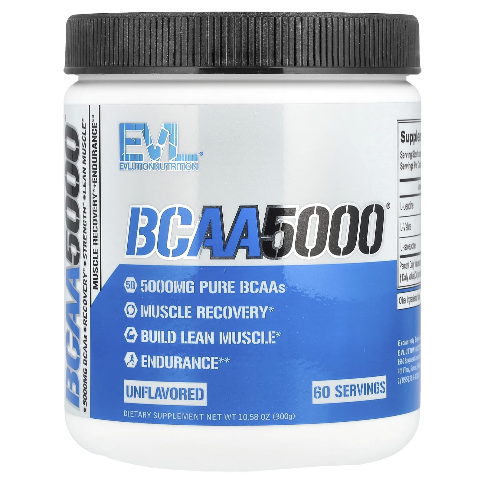 EVLUTION EVL BCAAs Amino Acids Powder - Post Workout Recovery Drink & Stimulant-Free Pre Workout Energy Supplement with 5g Branched Chain Amino Acids for Men - Blue Raspberry Flavor - Ideal for Muscle Recovery & Gym Performance Enhancement