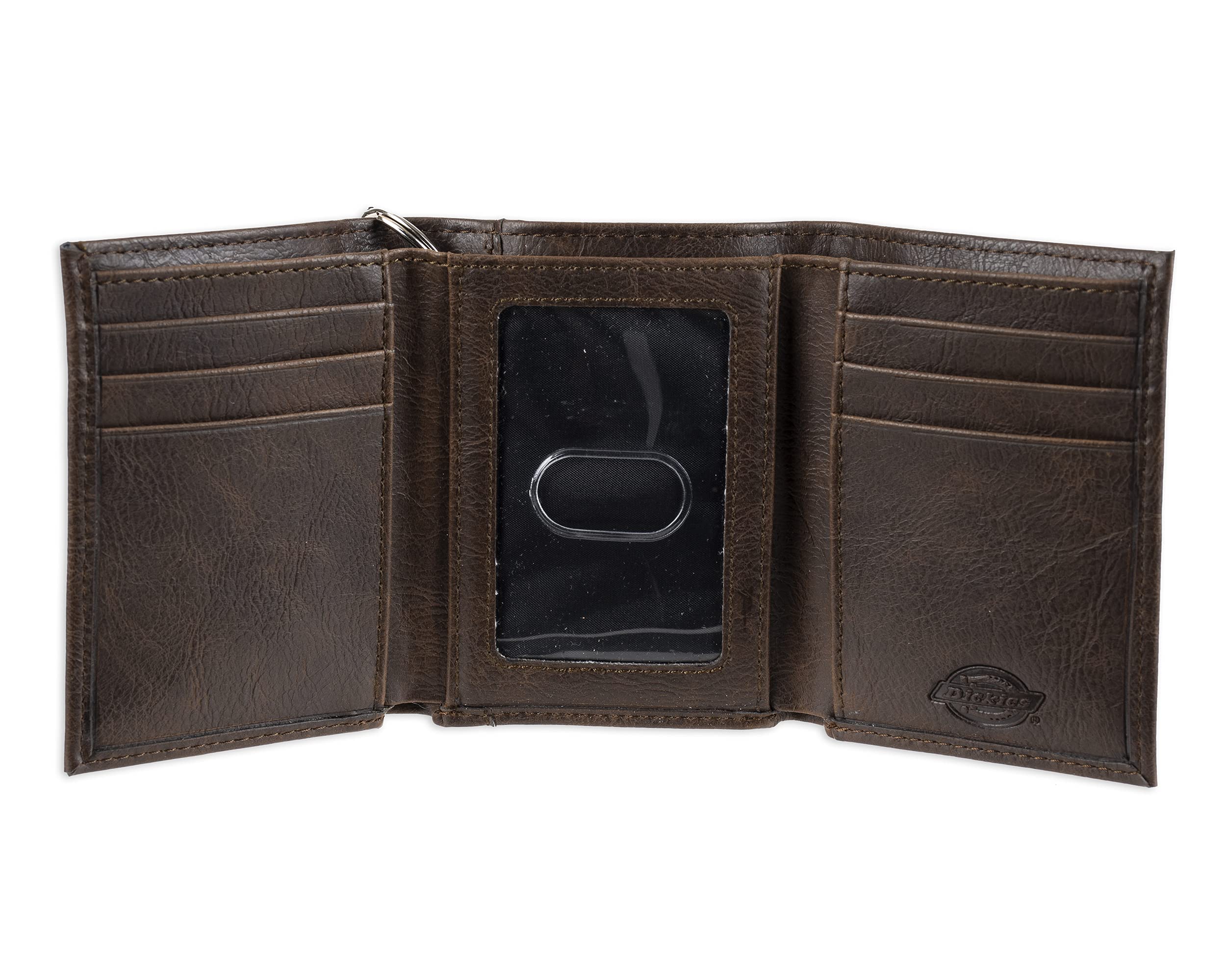 Dickies Men's Leather Trifold Wallet - Genuine Brown Leather RFID Blocking Bifold Wallet for Men - Perfect for Everyday Use, Travel & Business