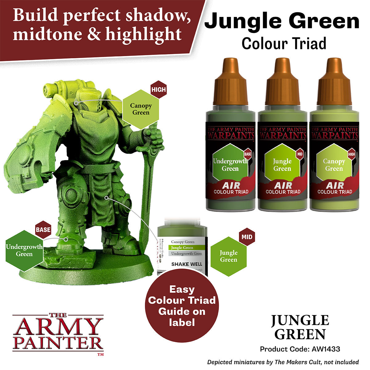 Warpaints Air: Jungle Green - Premium Matte Acrylic Paint for Miniatures & Models - Perfect for Warhammer, D&D, and Tabletop Gaming Scenes