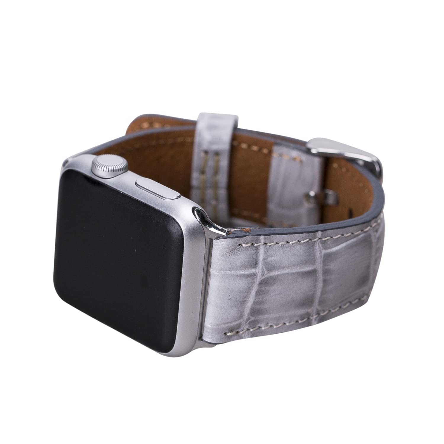 Premium Crocodile Pattern White Leather Band for Apple Watch - Stylish & Durable Replacement Strap for Work, Gym & Everyday Wear