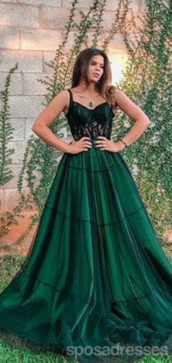 Elegant Green A-Line Spaghetti Strap Long Prom Dress for Women – Affordable Formal Gown for Dances, Parties & Special Occasions