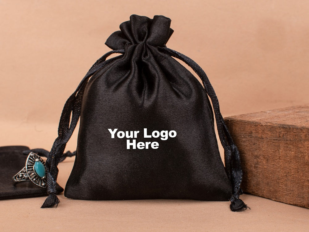 100 Ethereal Glow Luminous Black Satin Pouches - Elegant Gift Bags for Jewelry, Wedding Favors, Party Decor & Special Occasions