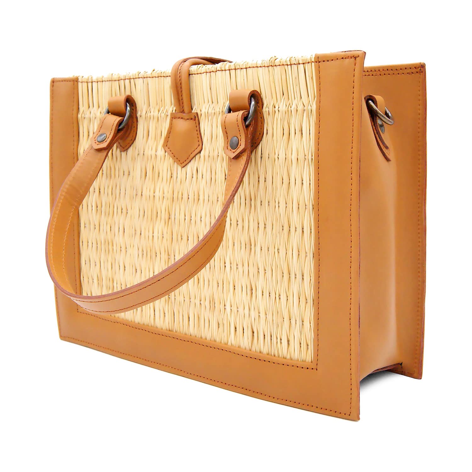 Handmade Wicker Straw Basket Handbag for Women - Natural Rattan Beach Bag - Made in Portugal | Perfect for Summer, Picnics & Boho Fashion Accessories